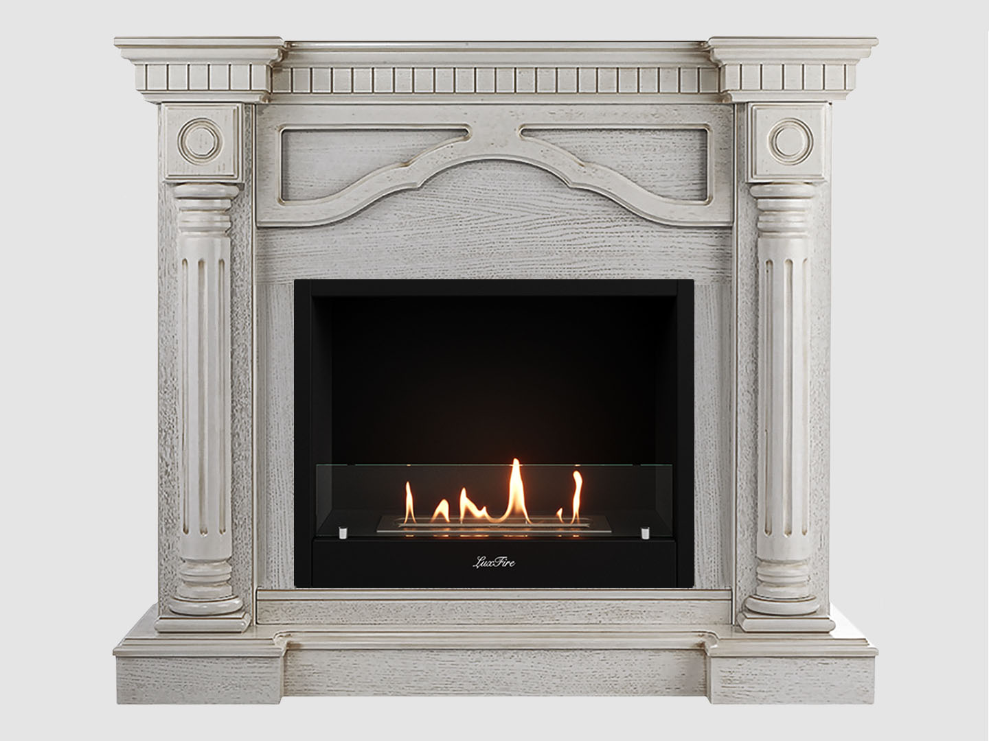 Каминный портал МДФ "Монако 1210" с биокамином Lux Fire "Фаер Бокс 1-30" (белый) по цене 74 400 руб.