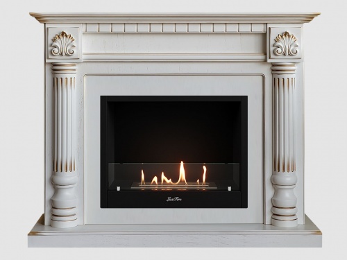 Каминный портал МДФ "Македония 1250" с биокамином Lux Fire "Фаер Бокс 1-25.5" (белый)