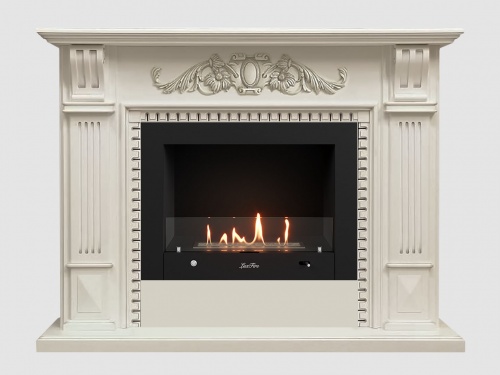 Каминный портал МДФ "Белфаст Люкс 1350" с биокамином Lux Fire "Фаер Бокс 4-25.5" (белый)