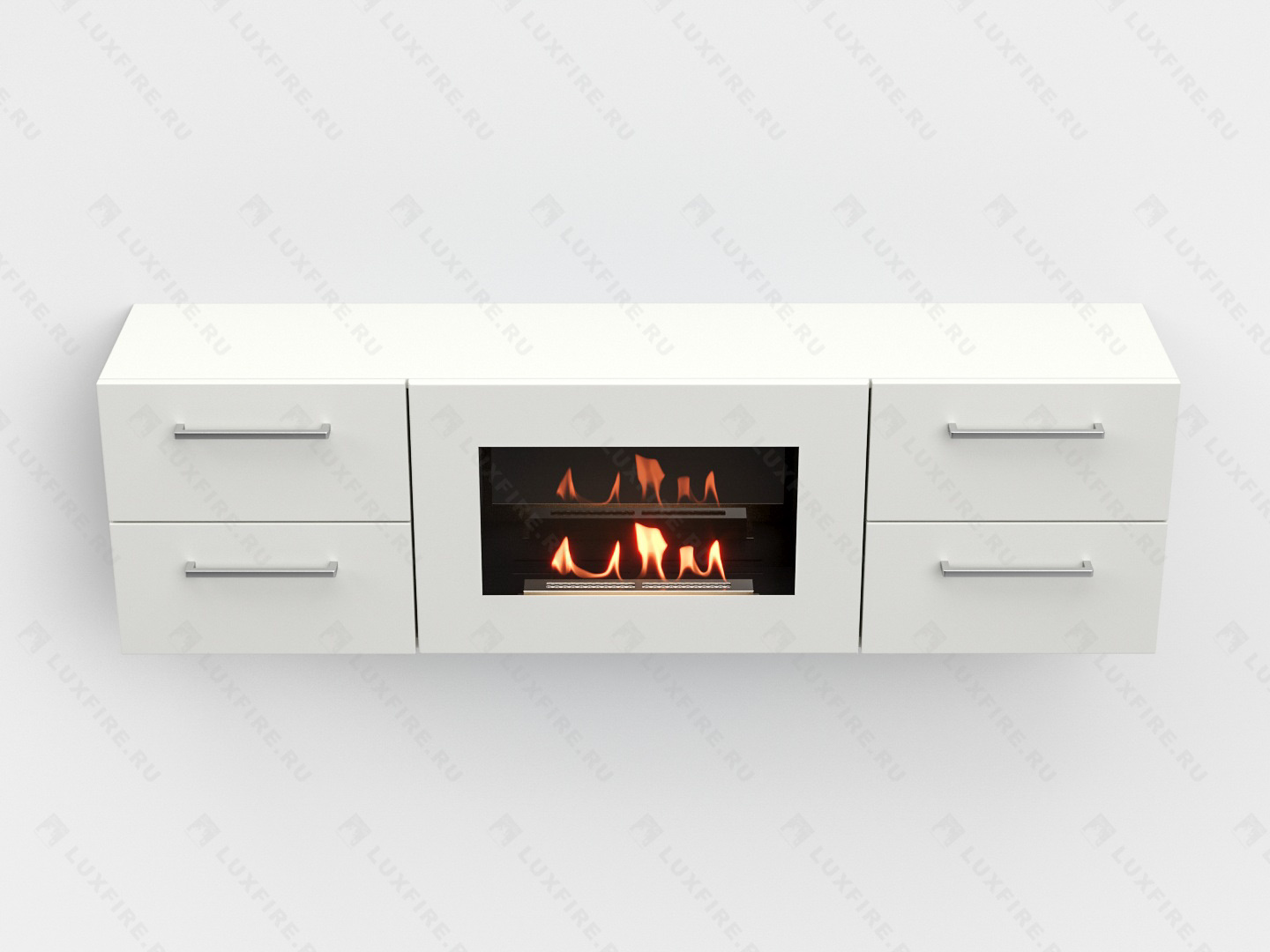 Тумба ТВ Lux Fire "Белая Роза" настенная 1400, с белым биокамином по цене 91 470 руб.