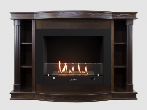 Каминный портал МДФ "Андерсен 1400" с биокамином Lux Fire "Фаер Бокс 3 - 33" (темный орех)