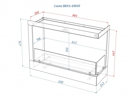 Встроенный биокамин Lux Fire Угловой 690 S (правый угол) по цене 43 890 руб.