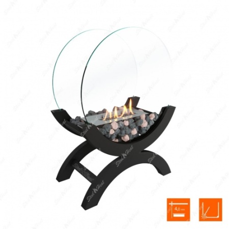 Биокамин напольный SteelHeat WOOD 400 черный по цене 37 900 руб.