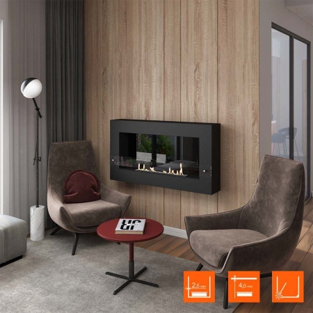 Биокамин SteelHeat WALL GRAND 1200 LITE черный, стекло, стемалит по цене 53 340 руб.